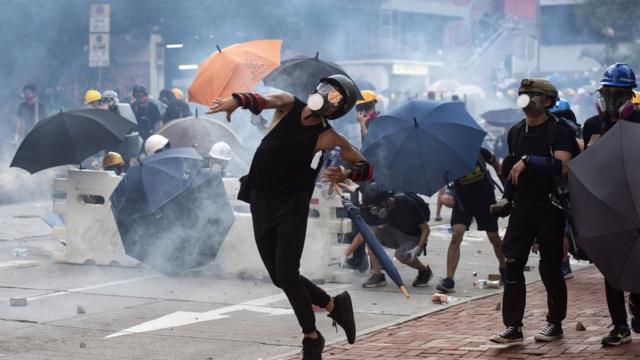 Protesters clashed with police on Aug 5, 2019