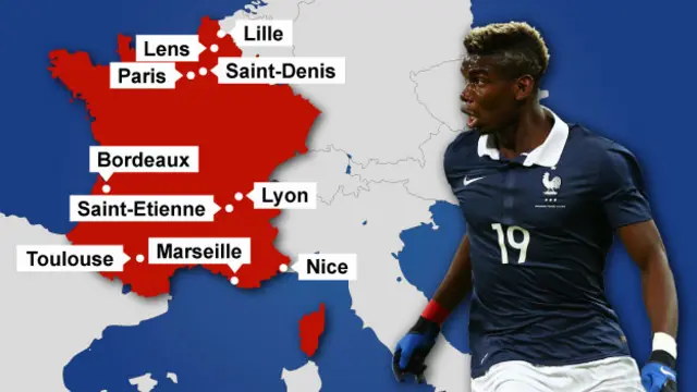 欧州選手権はフランス各地にある10の競技場で開かれる