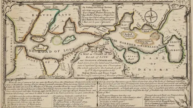 "Un mapa o gráfico del camino del amor y el puerto del matrimonio"