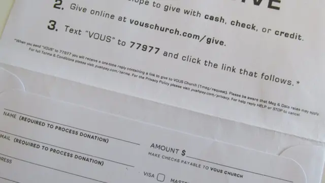 Formulario de aportes monetarios de la iglesia