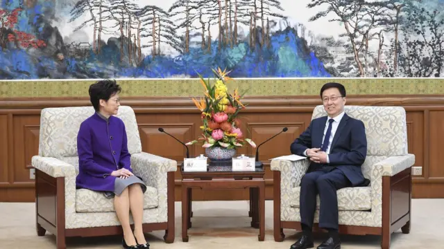 韓正會見香港行政長官林鄭月娥。