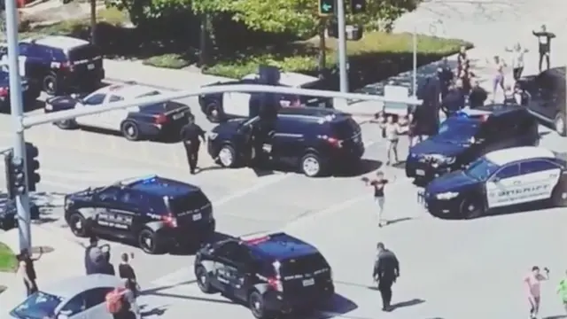 Officials are seen following a shooting at the headquarters of YouTube, in San Bruno, California, U.S., April 3, 2018 in this picture grab obtained from social media video.