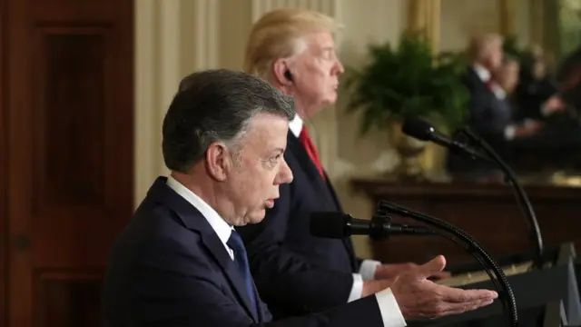 Juan Manuel Santos y Donald Trump