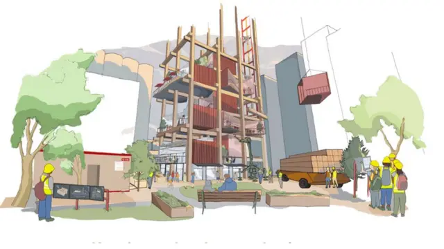 మాడ్యులార్ ఇళ్లు, ఆఫీసుల నిర్మాణానికి స్టీలు దిమ్మెలు కాకుండా చెక్క దిమ్మెలు వాడతారు