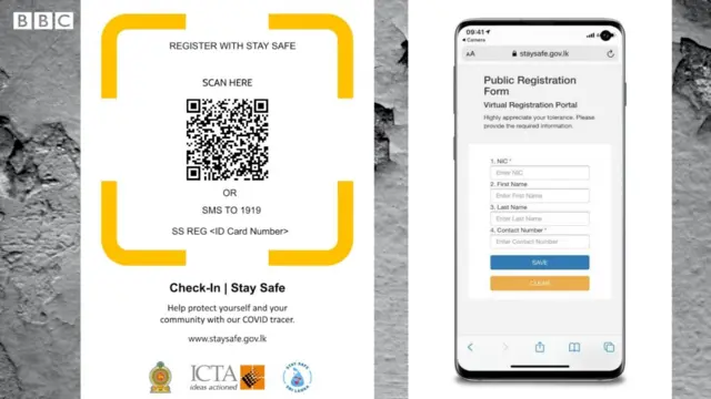 ස්මාර්ට් ජංගම දුරකතනයකින් යම් ස්ථානයක QR කේතය ස්කෑන් කිරීමෙන් පසු දකුණු පස දිස්වන පෝරමය ලැබේ.