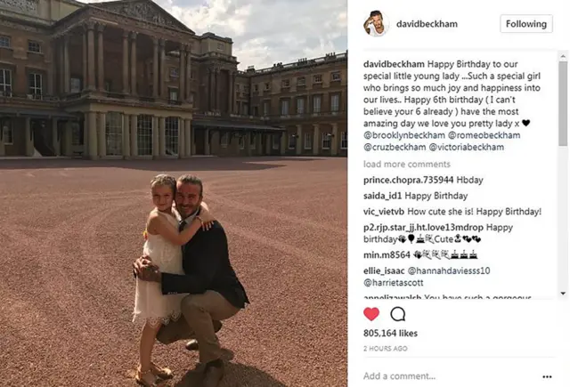 Девід Бекхем привітав 6-річну доньку у Instagram