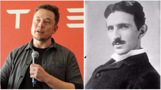 O empresário Elon Musk e o inventor Nikola Tesla