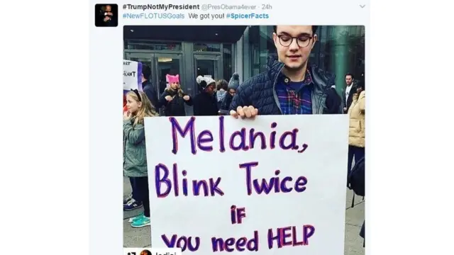 Мелания, моргни - плакат