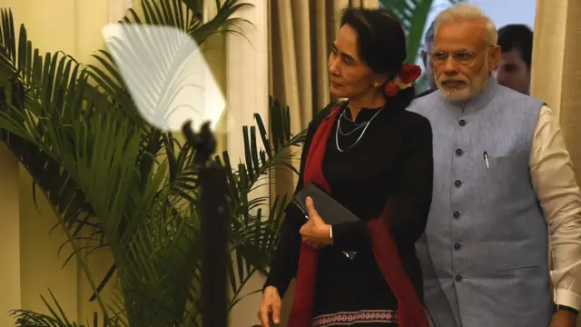 आंग सान सू ची के साथ प्रधानमंत्री मोदी