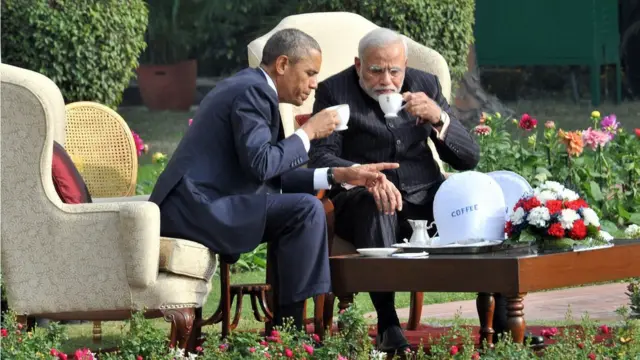 দিল্লিতে প্রেসিডেন্ট ওবামা ও প্রধানমন্ত্রী মোদী। জানুয়ারি, ২০১৫