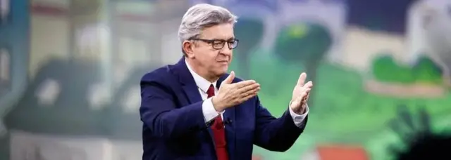 ภาพของ ฌอง-ลุก เมลองชง พรรคฝรั่งเศสไม่ยอมก้มหัว (La France Insoumise) เมื่อเดือน ม.ค. 2022