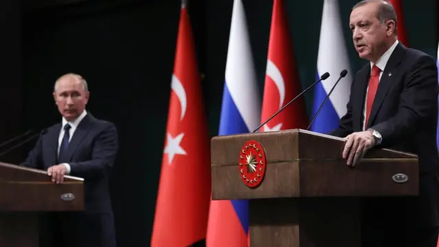 Rusya Devlet Başkanı Vladimir Putin ve Cumhurbaşkanı Recep Tayyip Erdoğan.