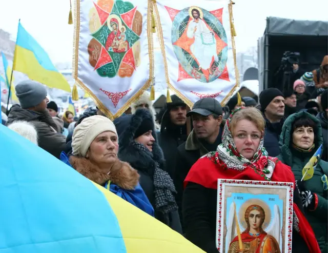 Молебен на Софийской площади в Киеве