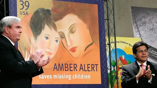 Un timbre postal de la Alerta AMBER