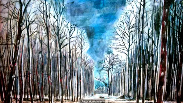 Cuadro con [arboles en invierno de Anselm Kiefer.