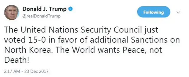 डोनल्ड ट्रंप का ट्वीट