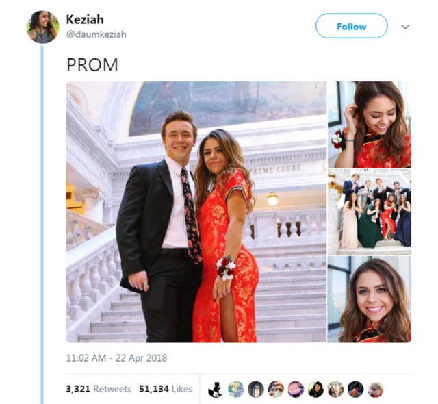 Keziah tweeted pictures from her prom