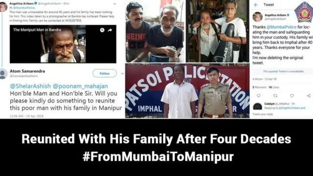 মুম্বাই পুলিশ গম্ভীর সিংকে খুঁজে পাওয়ার পর স্বজনদের কাছে হস্তান্তরের ছবি টুইট করে