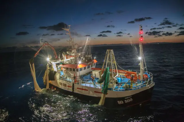 A ship in the Bay of Biscay off the Western coast of France