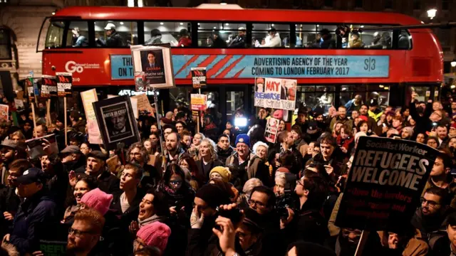 London, protes, Inggris, Trump