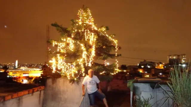 Pinheiro decorado para o Natal e Adão