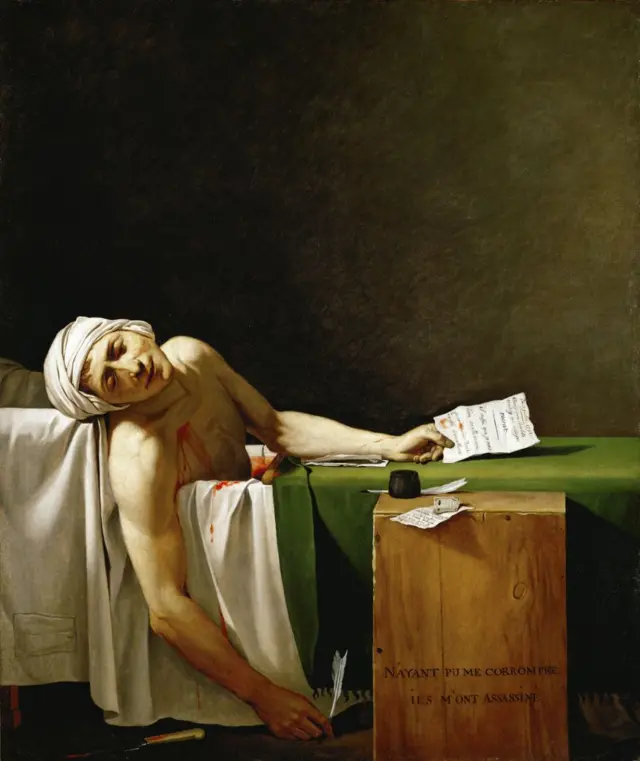 "La muerte de Marat" del pintor Jacques-Louis David, una de las obras mas conocidas del periodo de la Revolucion francesa.