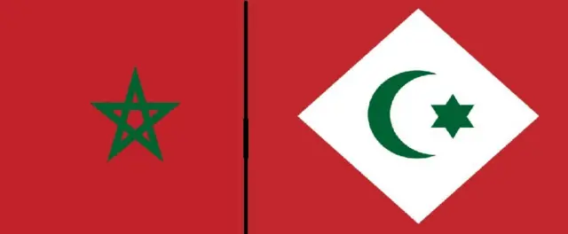 علم "جمهورية الريف" يمين وعلم المغرب في اليسار.