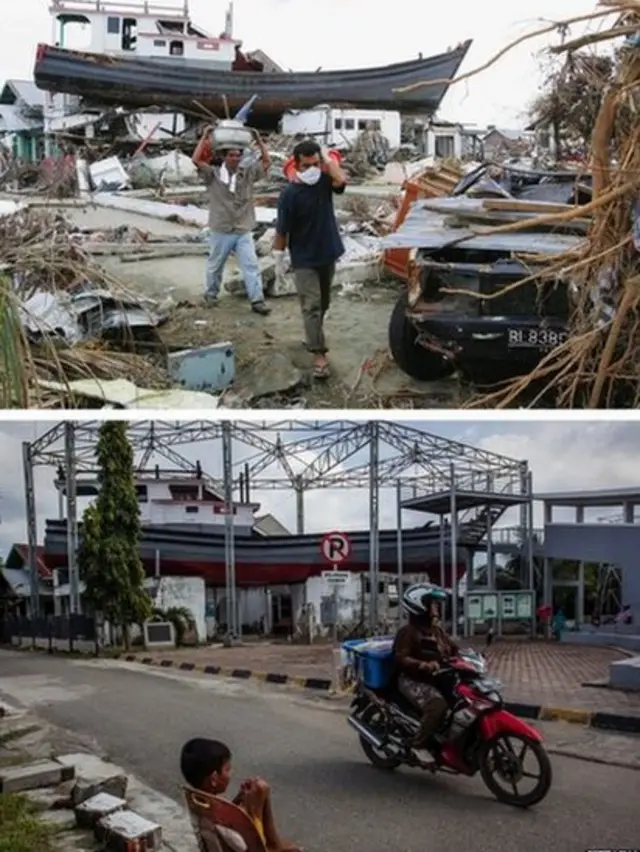 Barco em Aceh, na Indonésia, anos depois