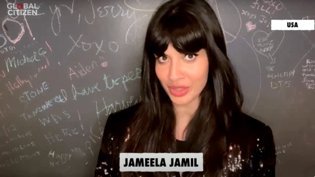 Actress Jameela Jamil introduces the event