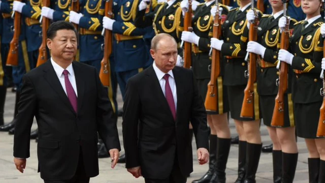 China President Xi Jinping and his Russian counterpart Vladimir Putin during a meeting in February