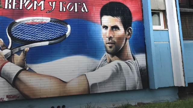 Mural depicting Novak Djokovic