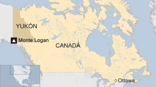 Mapa del Monte Logan en Canadá