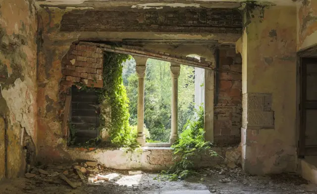 Ruinas entre la vegetación.