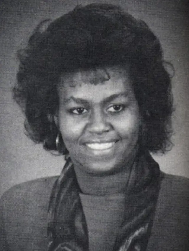 Michelle Obama, então Michelle LaVaughn Robinson,1988, quando estudava Direito na UniversidadeHarvard