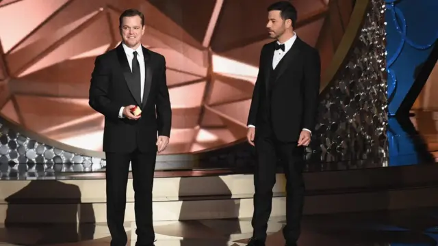 Matt Damon y Jimmy Kimmel.