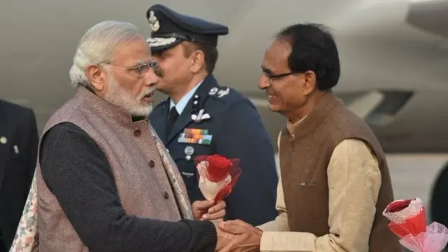 વડાપ્રધાન નરેન્દ્ર મોદી અને મધ્ય પ્રદેશના મુખ્ય પ્રધાન શિવરાજસિંહ ચૌહાણ