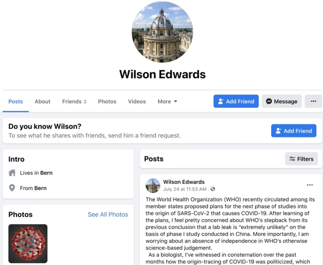 СТраница Эдвардса в Фейсбуке