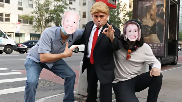 અમેરિકામાં ચૂંટણી. બાઇડન, ટ્રમ્પ અને નૅન્સી પેલોસીના ગેટ-અપમાં કલાકારો