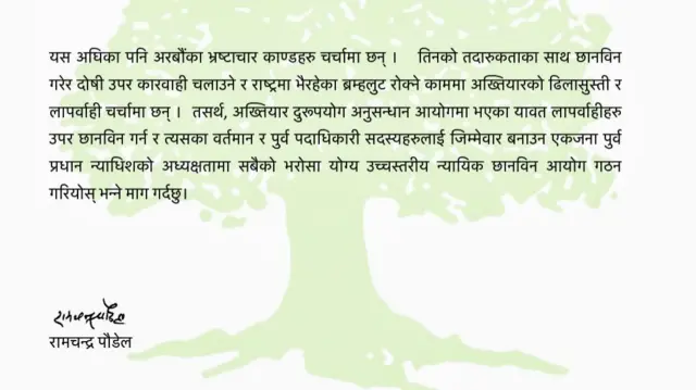 पौडेलले छानबिनको माग गरेका छन्