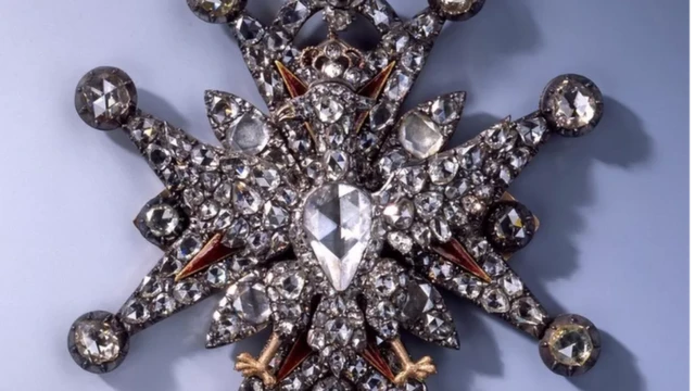 A diamond-encrusted breast star displaying the Polish Order of the White Eagle