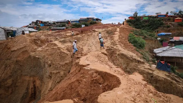 Erosions dans un camp de réfugiés