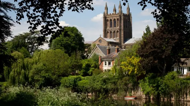 La catedral de Hereford y alrededores, en Inglaterra.