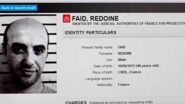 Rédoine Faïd waxaa lagu daray liiska dadka ay baadigoobayso hay'adda Interpol ka dib markii uu baxsaday 2013