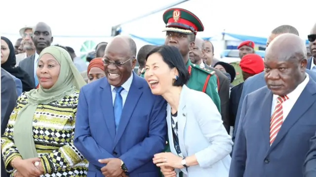 Rais Magufuli akifurahia jambo na Kaimu Balozi wa Marekani nchini Tanzania Inmi Petterson
