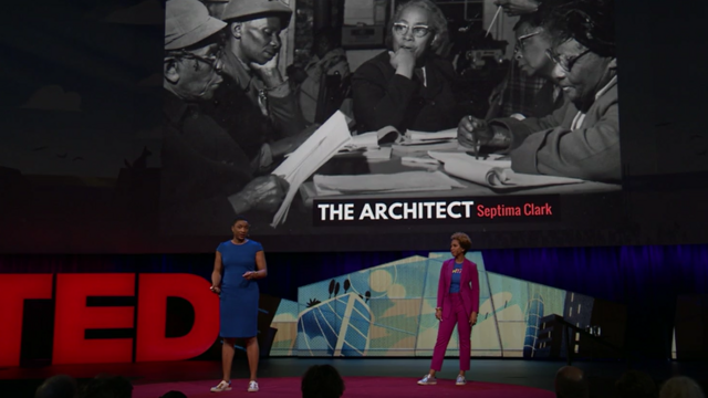 T. Morgan Dixon y Vanessa Garrison en su charla TedTalk de 2018.