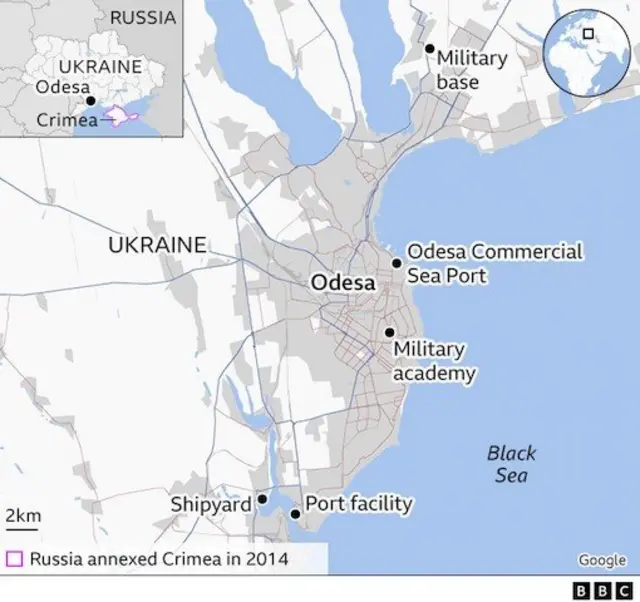 A map of central Odesa