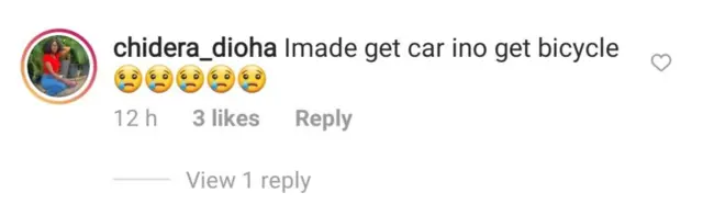 Reaction screenshot from Instagram