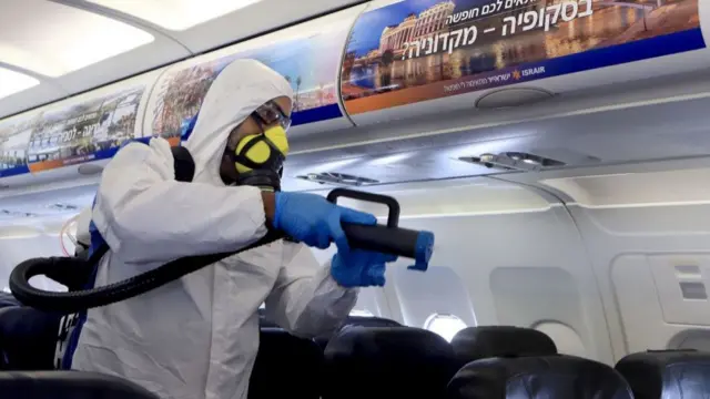 Desinfección de avión