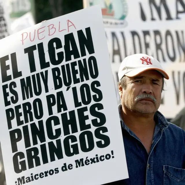 Protesta contra TLC en México.