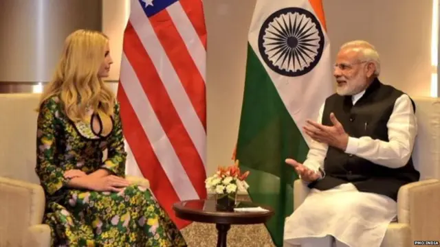 ਕੌਮਾਂਤਰੀ ਕਾਨਫ਼ਰੰਸ -2017 ਵਿੱਚ ਨਰਿੰਦਰ ਮੋਦੀ ਅਤੇ ਇਵਾਂਕਾ ਟਰੰਪ